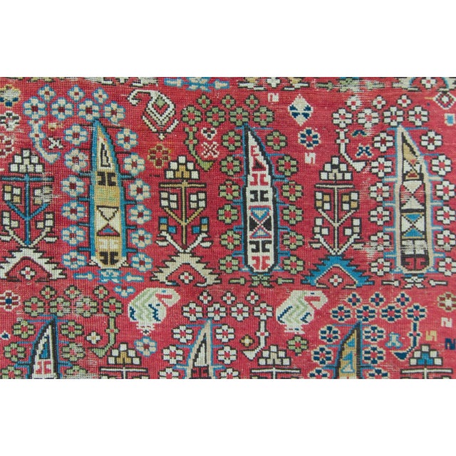 Brick Red 1900s Antique Red Distressed Geometric Handwoven Runner - 4’2.5” X 10’ For Sale - Image 8 of 11