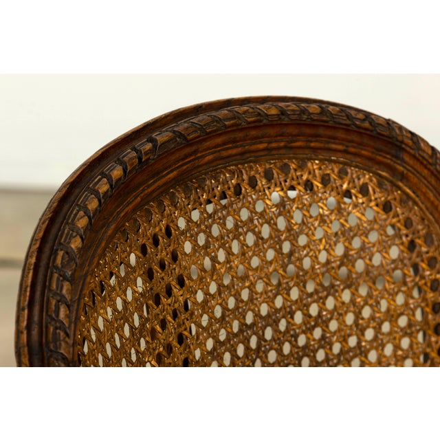 Brown Set of Six Mid-19th Century French Napoleon III Carved Oak and Cane Dining Chairs For Sale - Image 8 of 18