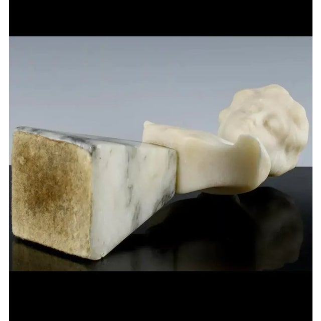 Stone Antique Italian Alabaster Bust of a Boy For Sale - Image 7 of 8