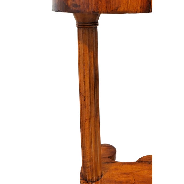 19th C Austrian / German Carved Column Biedermeier Oval Library Desk For Sale - Image 14 of 18