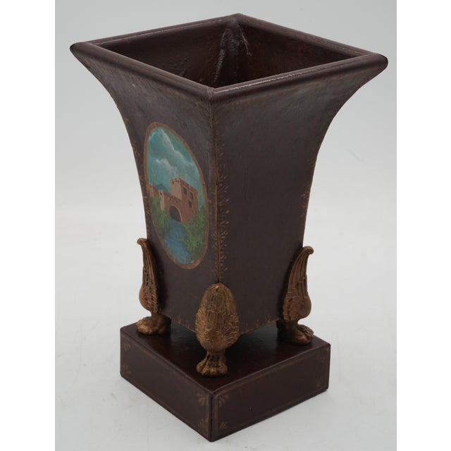 1970s Pair of Toleware Urns Cachepots For Sale - Image 4 of 11