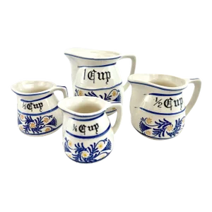 1960s Vintage Royal Sealy Blue and White Ceramic Measuring Cups- Set of 4