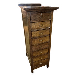 Antique Oak Service Writers Desk Stand File Cabinet Podium For Sale