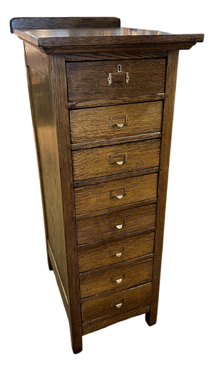 Antique Oak Service Writers Desk Stand File Cabinet Podium