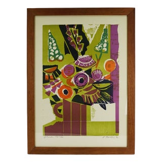Heinz Friedrich, Flowers, 1970, Color Woodcut For Sale