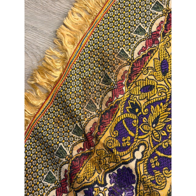 Persian-Style Pictorial Woven Tapestry With Royal Court Scene & Gold Fringe For Sale - Image 10 of 15
