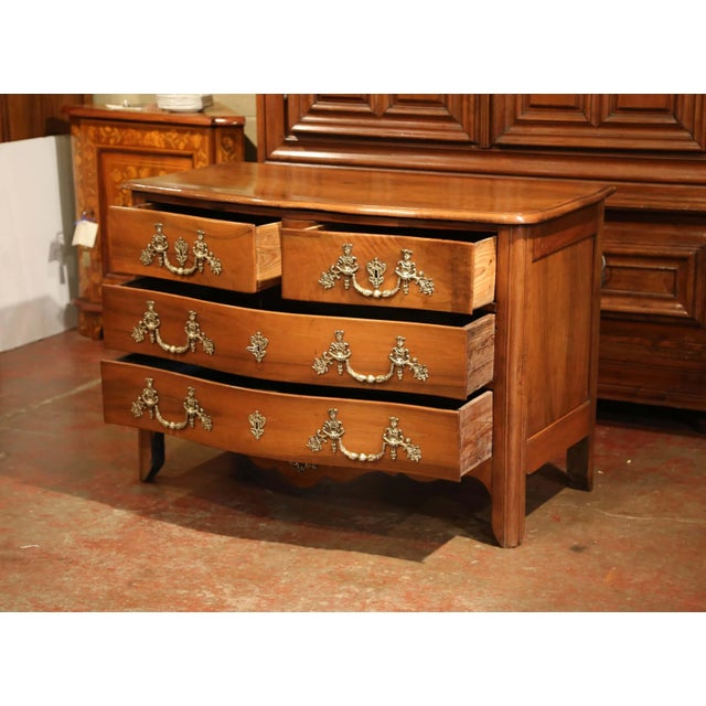 French 18th Century French Louis XIV Carved Walnut and Bronze Chest of Drawers For Sale - Image 3 of 10