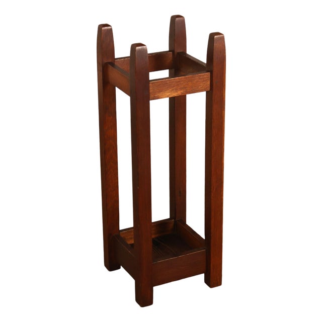 Gustav Stickley Arts And Crafts Oak Umbrella Stand model #54 For Sale