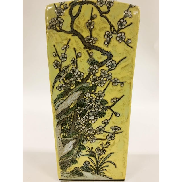 Imperial Chinese Yellow Porcelain Plum Blossom and Bird Vase For Sale - Image 4 of 5