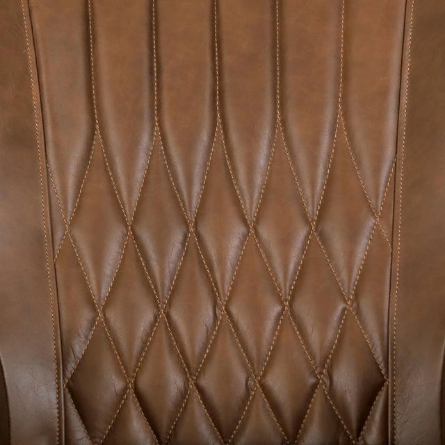Pasargad Home Harrison Top Grain Leather Wing Chair, Brown For Sale In New York - Image 6 of 10