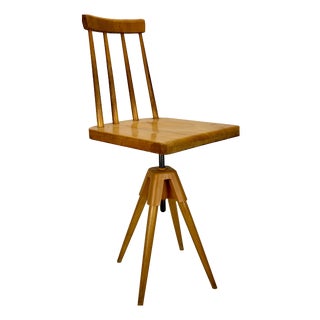 Small Mid-Century Wooden Swivel Chair, 1970s For Sale