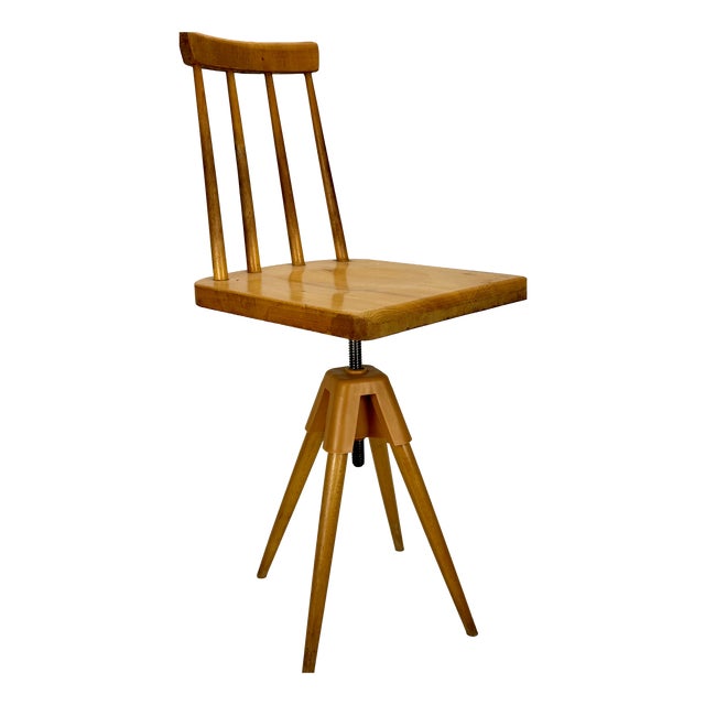 Small Mid-Century Wooden Swivel Chair, 1970s For Sale