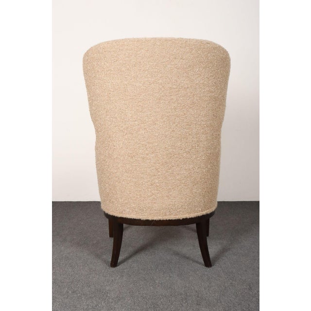 Deco Mahogany and Bouclé Wingback Chair by Edward Wormley for Dunbar Model 103b For Sale - Image 11 of 18