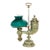 Late 19th Century Victorian Silvered Cornucopia Student Lamp With Emerald Shade For Sale