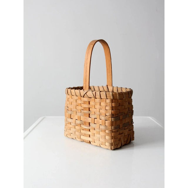 1990s Vintage Splint Weave Basket For Sale - Image 5 of 13