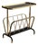 Mid-Century Modern Side Table with Magazine Rack in Brass and Black Lacquered Metal, 1950s For Sale
