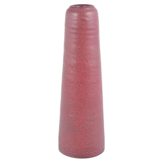 1970s Ceramic Vase with Cylindrical Form and Deep Red Glaze by Mobach, Holland, 1970s For Sale - Image 5 of 5