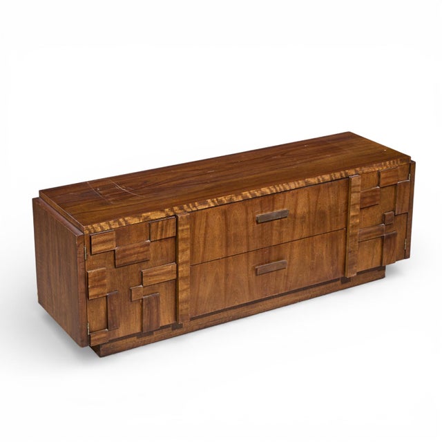 Mid 20th Century Lane Staccato Brutalist Walnut Credenza For Sale - Image 11 of 11