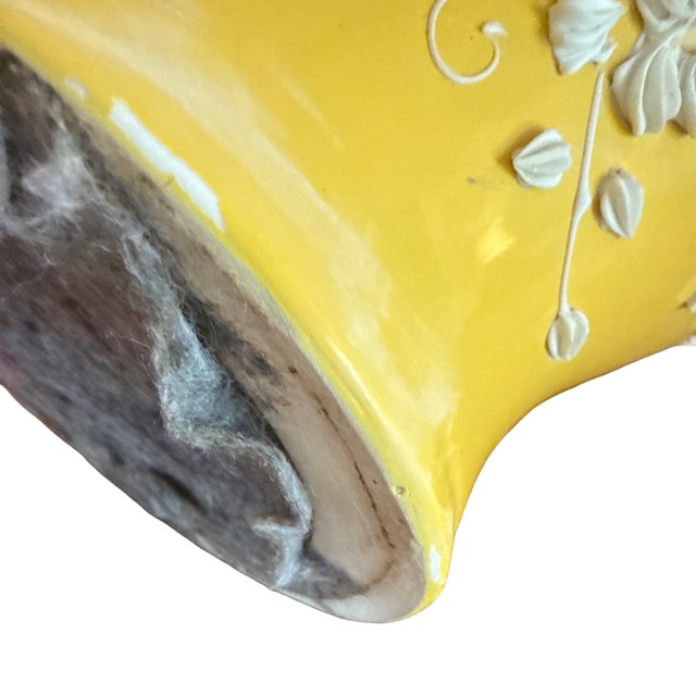 Ceramic Vintage c.1950s Marigold Porcelain Ginger Jar Table Lamp With Raised Floral Relief For Sale - Image 7 of 10