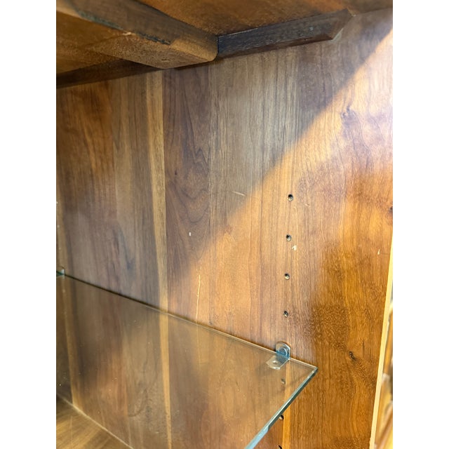 Amber Shell Lake Woodcrafters for Room & Board Linear Walnut Wood Kitchen Hutch For Sale - Image 8 of 12