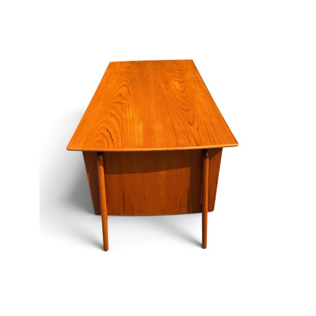 Svend Aage Madsen Executive Teak Desk | Sigurd Hansens Møbelfabrik | Made in Denmark | C. 1960s For Sale - Image 6 of 15