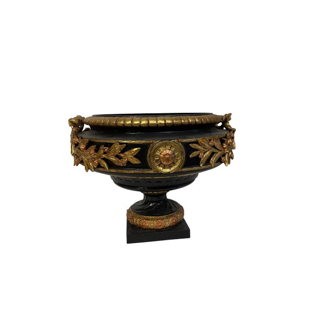 Neoclassical Black and Gilt Cast Iron Planters - A Pair For Sale In Boston - Image 6 of 12