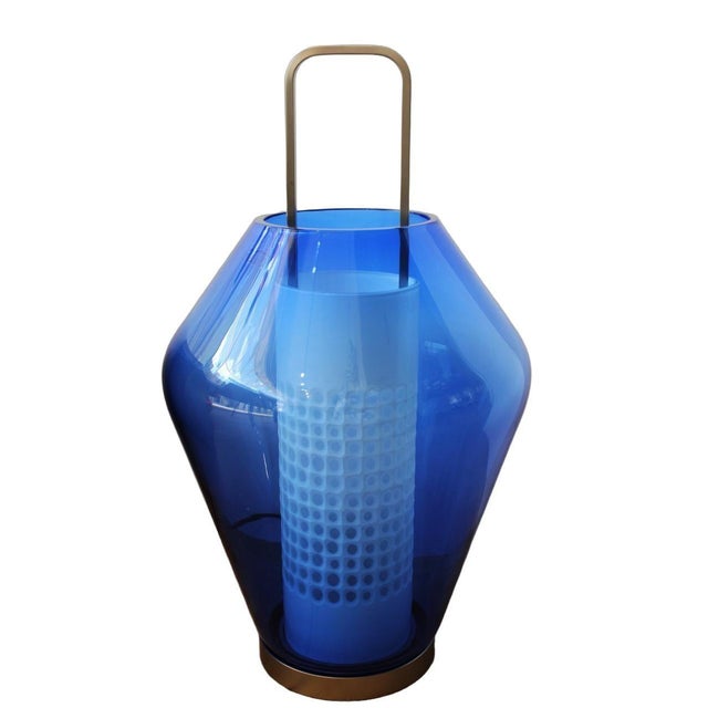 Barovier & Toso Barovier & Toso - Blue Lanterna Lamp by Barovier & Toso For Sale - Image 4 of 5