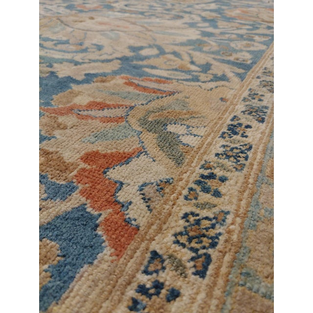 Textile Antique Persian Mashad Carpet, Handmade Oriental Rug, Soft, Taupe, Lt Blue Beige For Sale - Image 7 of 18