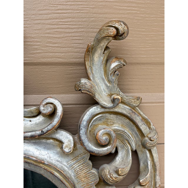 Large French Louis XV Rococo Silver Giltwood Mirror For Sale In South Bend - Image 6 of 16