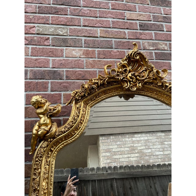 Gorgeous Monumental Louis XV Style Gilt Floor Mirror For Sale - Image 10 of 12