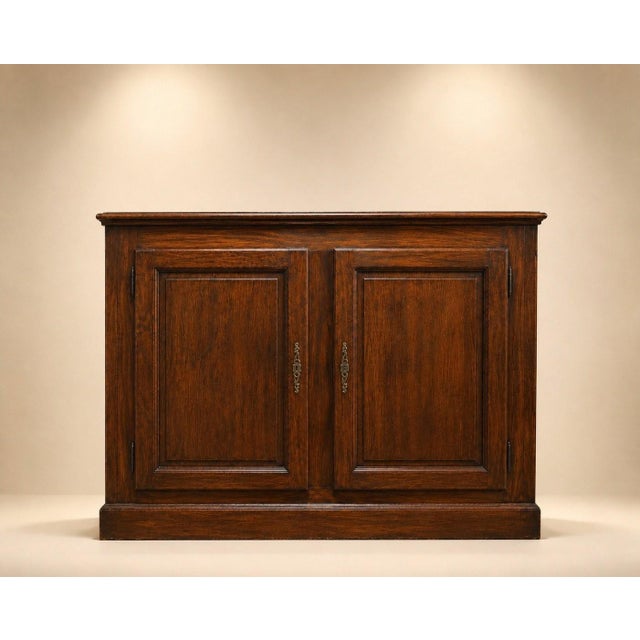 Regency Low Sideboard with Plinth in Oak Herringbone Top For Sale - Image 9 of 9