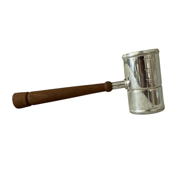 Mid-Century Modern Vintage Napier Silverplate Double Sided Cocktail Gavel Jigger With Wood Handle For Sale - Image 3 of 6