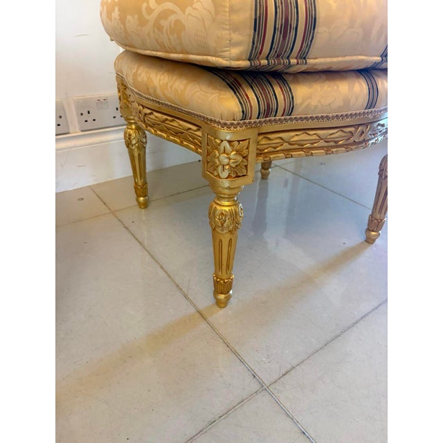 Antique French Upholstered Carved Giltwood Ottomans, 1920, Set of 2 For Sale - Image 11 of 12