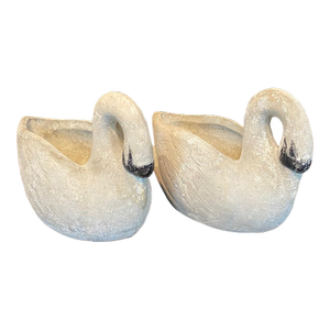 Antique French Swan Garden Planters Cast Stone -a Pair