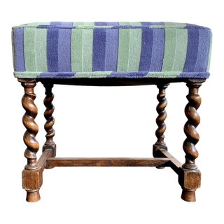 Late 19th Century Antique French Barley Twist Footstool For Sale