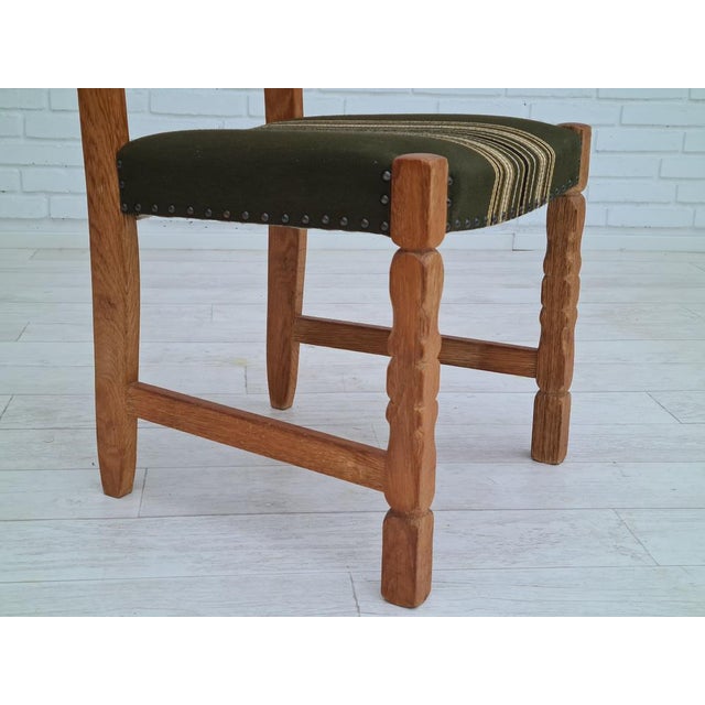 Mid-Century Modern Danish Design Oak Wood Set of High Back Dining Chairs in the Style of Henning Kjærnulf, 1960s, Set of 6 For Sale - Image 3 of 16