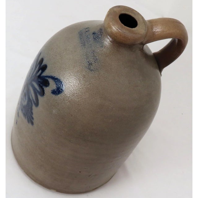 Ceramic Late 1800s Antique American Worcester Massachusetts Nicely Blue Decorated 2 Gallon Stoneware Jug by Frank B Norton For Sale - Image 7 of 13