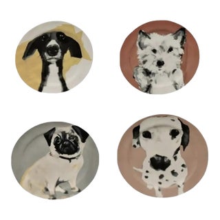 Sally Muir Dog-a-Day Dessert Plate Set of 4 For Sale