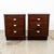 3 drawer mahogany nightstands with brass handles. Deep dark brown finish throughout. Unstamped example. High quality...