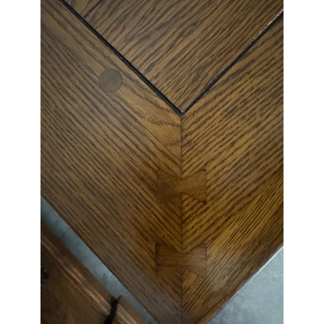 Viking Oak Mid 20th Century Arts & Crafts Dining Table Attributed to Romweber For Sale In Phoenix - Image 6 of 12