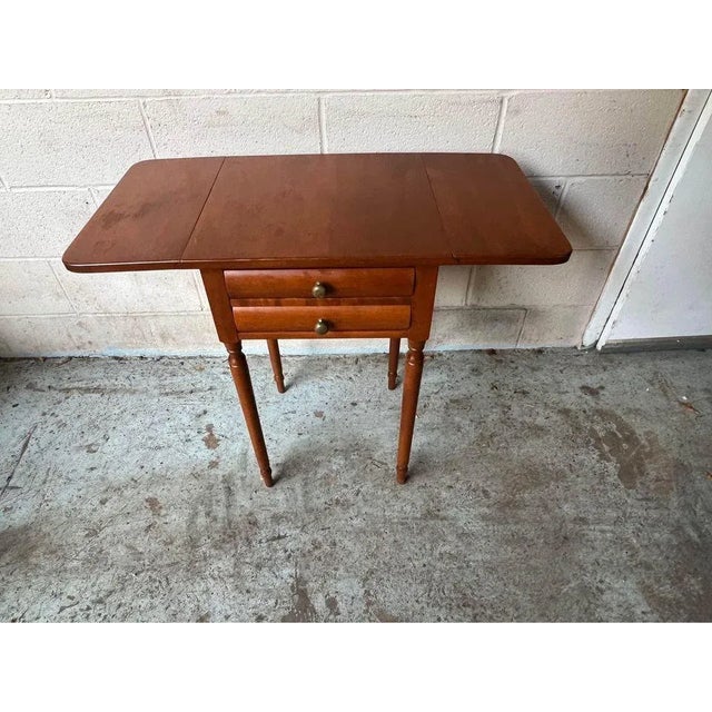 Wood Early 20th Century Sheraton Style 2 Drawer Drop Leaf Side Table. Circa 1920s For Sale - Image 7 of 10