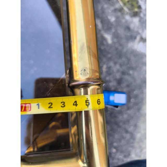 Metal Square Brass Coffee Table with Bamboo Look and Smoked Glass Top, 1970s For Sale - Image 7 of 9