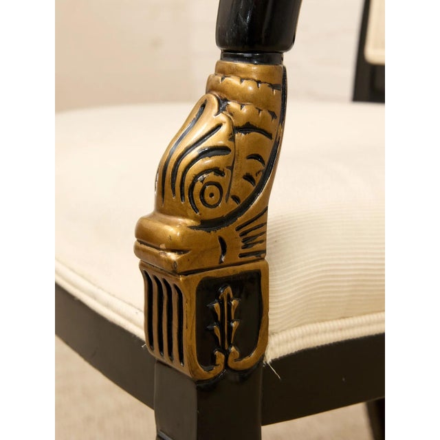 Black Vintage Black & Gold Neoclassical Armchair For Sale - Image 8 of 12
