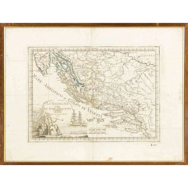 Giovanni Mignani, Map of Dalmatia & Adjacent Islands, Etching, 1792, Framed For Sale - Image 5 of 5