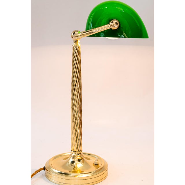 Banker Table Lamp with Glass Shade, Vienna, 1920s For Sale - Image 9 of 18