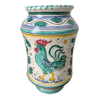 Vintage Italian Faience Deruta Rooster Style Vase For Sale
