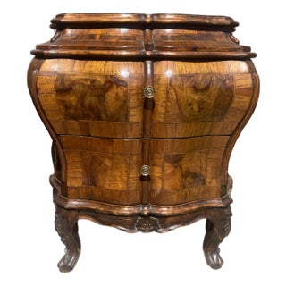 Italian Venetian Louis XIV Rococo Walnut Burl Veneer Commode For Sale