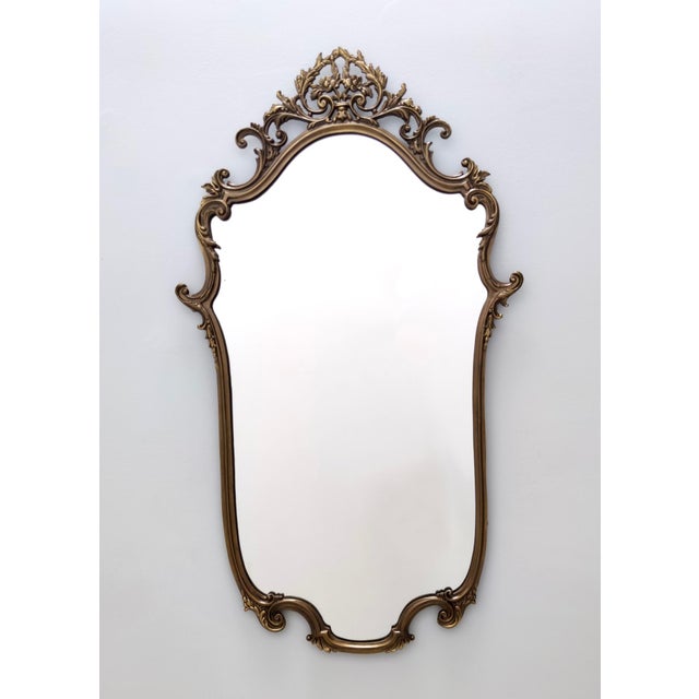 Metal Vintage Wall Mirror and Console Table with Onyx Top and Cast Brass Frame, 1960s, Set of 2 For Sale - Image 7 of 15