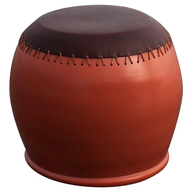 Leather Side Table by Nestor Perkal For Sale