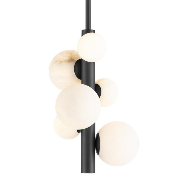Regina Andrew Styx Alabaster Orbs Vertical Pendant, Oil Rubbed Bronze For Sale - Image 4 of 5